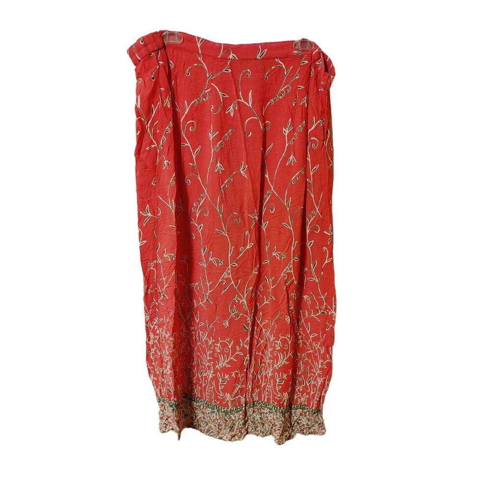Shelly & Arnold Skirt Midi Floral Vines Coral Green 2X